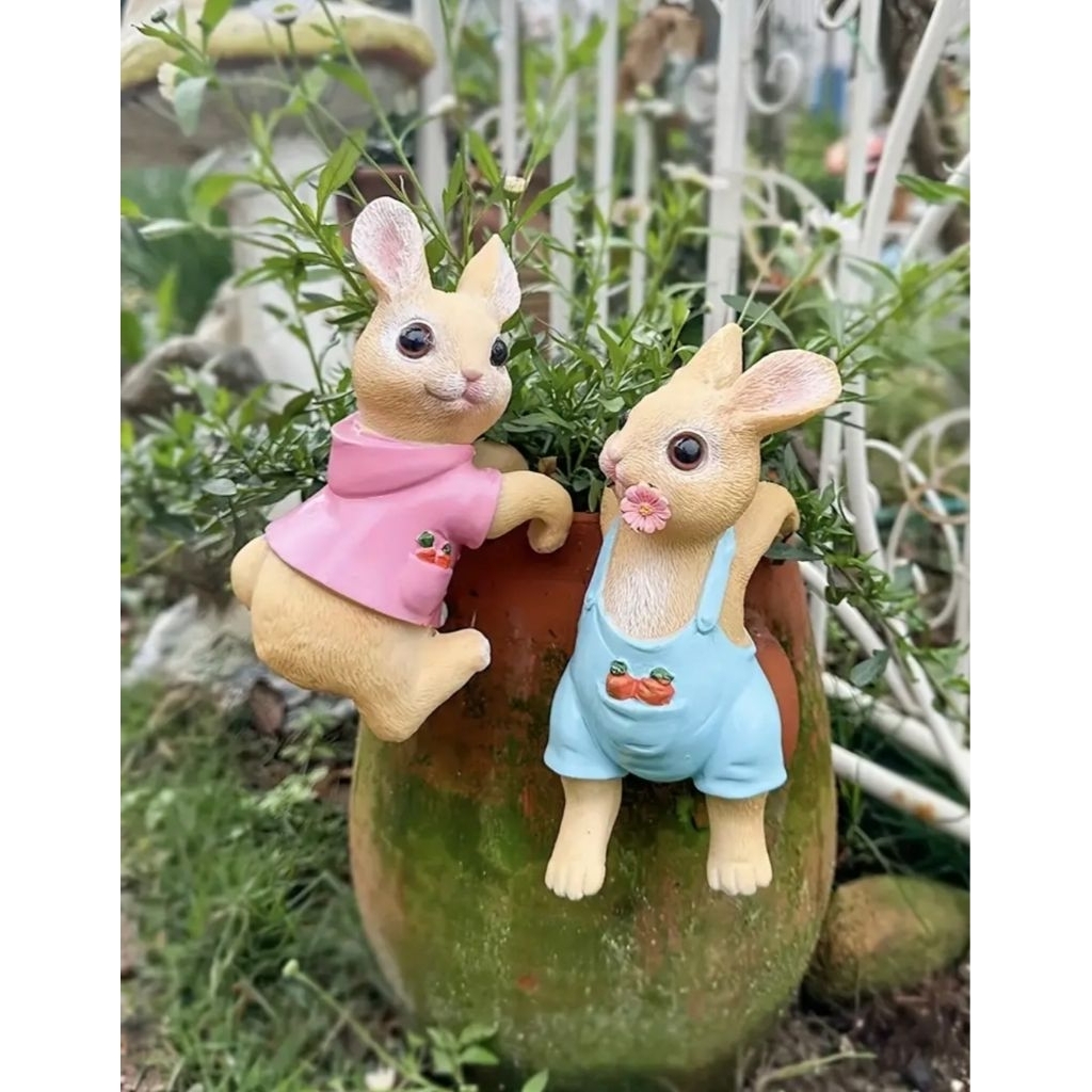 (พร้อมส่งอยู่ไทย)🐰🐇กระต่ายคู่(ได้2ตัว)แขวนต้นไม้ ประดับตกแต่งสวน คาเฟ่โต๊ะคอม