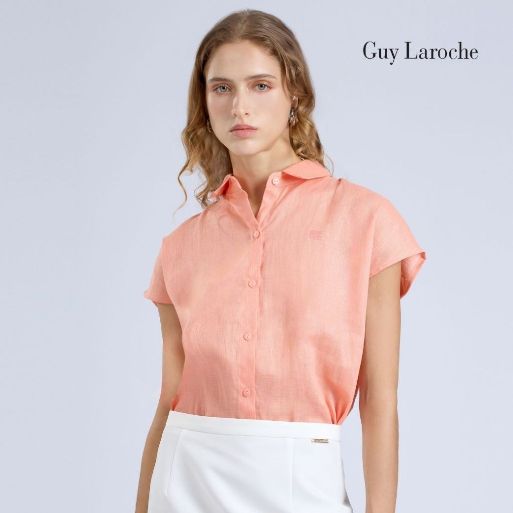 Guy Laroche เสื้อผู้หญิงแขนล้ำ สีส้ม G9U3LO