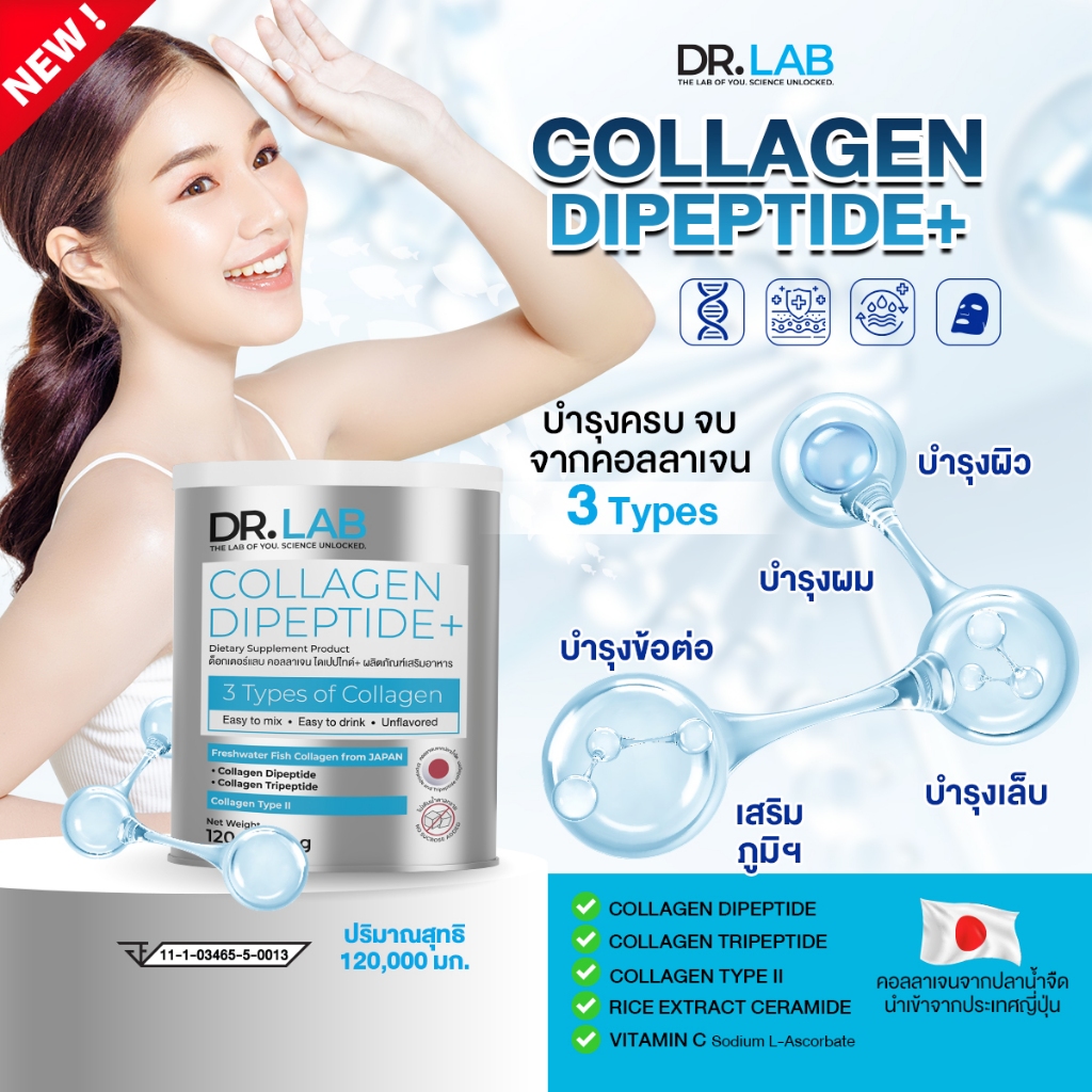 [เซ็ตผิวสวย] DR.LAB Collagen Dipeptide+ คอลลาเจนผิว คอลลาเจน บำรุงครบ ผิว ผม เล็บ ข้อต่อ