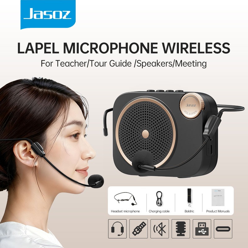 ⚡COD⚡Jasoz โทรโข่ง ไมค์ไกด์ bluetooth 5.4 ไมค์ช่วยสอน ไมค์ลอย โทรโข่ง เครื่องขยายเสียง ลำโพงพกพา