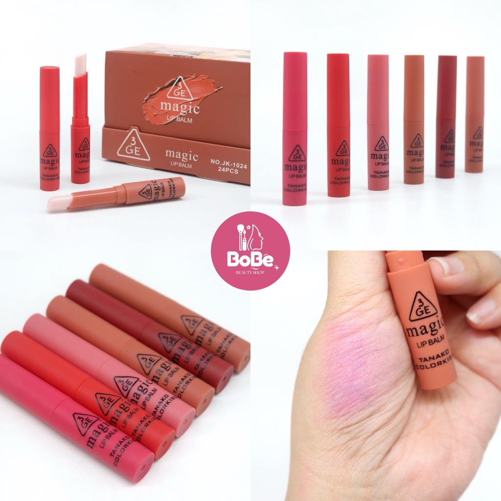 {24แท่ง} TANAKO 3GE MAGIC LIP BALM ลิปบาล์มมีสี นุ่มชุ่มชื้น ให้ริมฝีปากชมพู no.JK1024