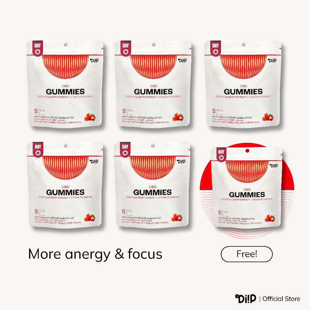 [Value Set] Diip | กัมมี่ สูตรกลางวัน (5 ชิ้น) - ชุด 6 ซอง