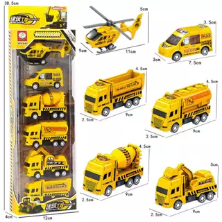 YUNLEOTOY 6 in 1ให้รถของเล่นเด็กผู้ชายรถบรรทุกของเล่นความเฉื่อยรถดับเพลิงโรงเรียนอนุบาลรุ่น