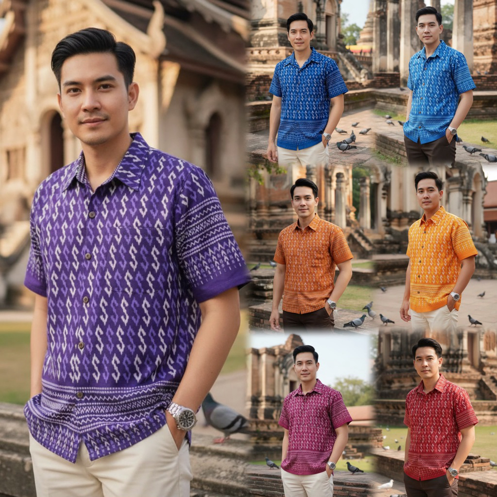 เสื้อพื้นเมืองผู้ชาย ลายขอพระราชทาน