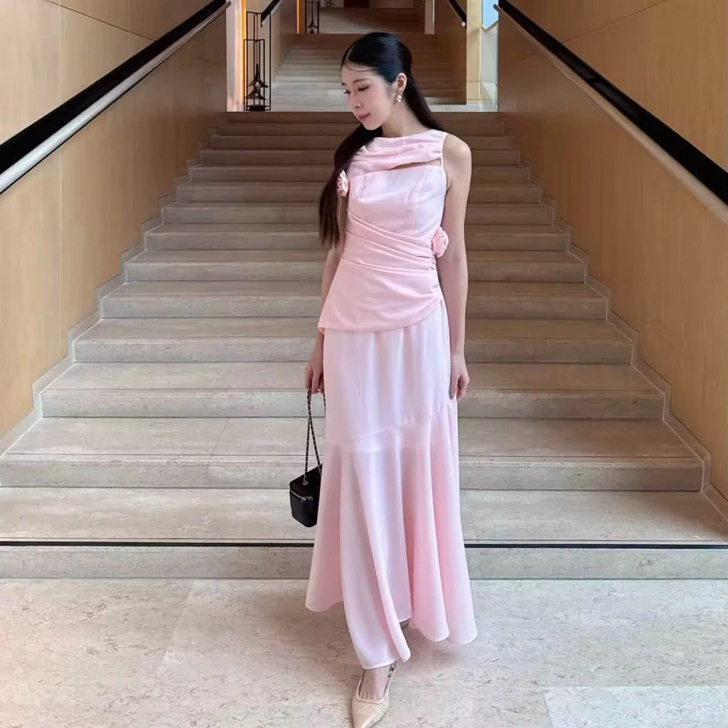 VenusP. ส่งต่อ | waffle dress 👗 color:babyPink size:xs newInPack