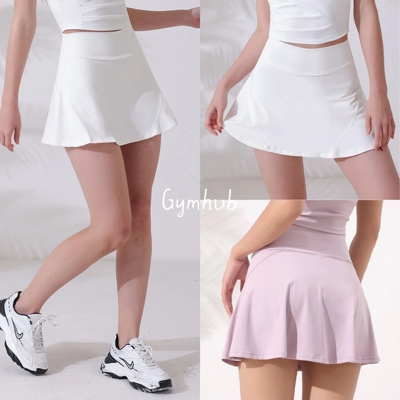 GYMHUB กระโปรงโยคะ มีซับใน เอวสูง ยืดหยุ่น ใส่สบาย เหมาะสำหรับเล่นกีฬา ฟิตเนส และวิ่ง