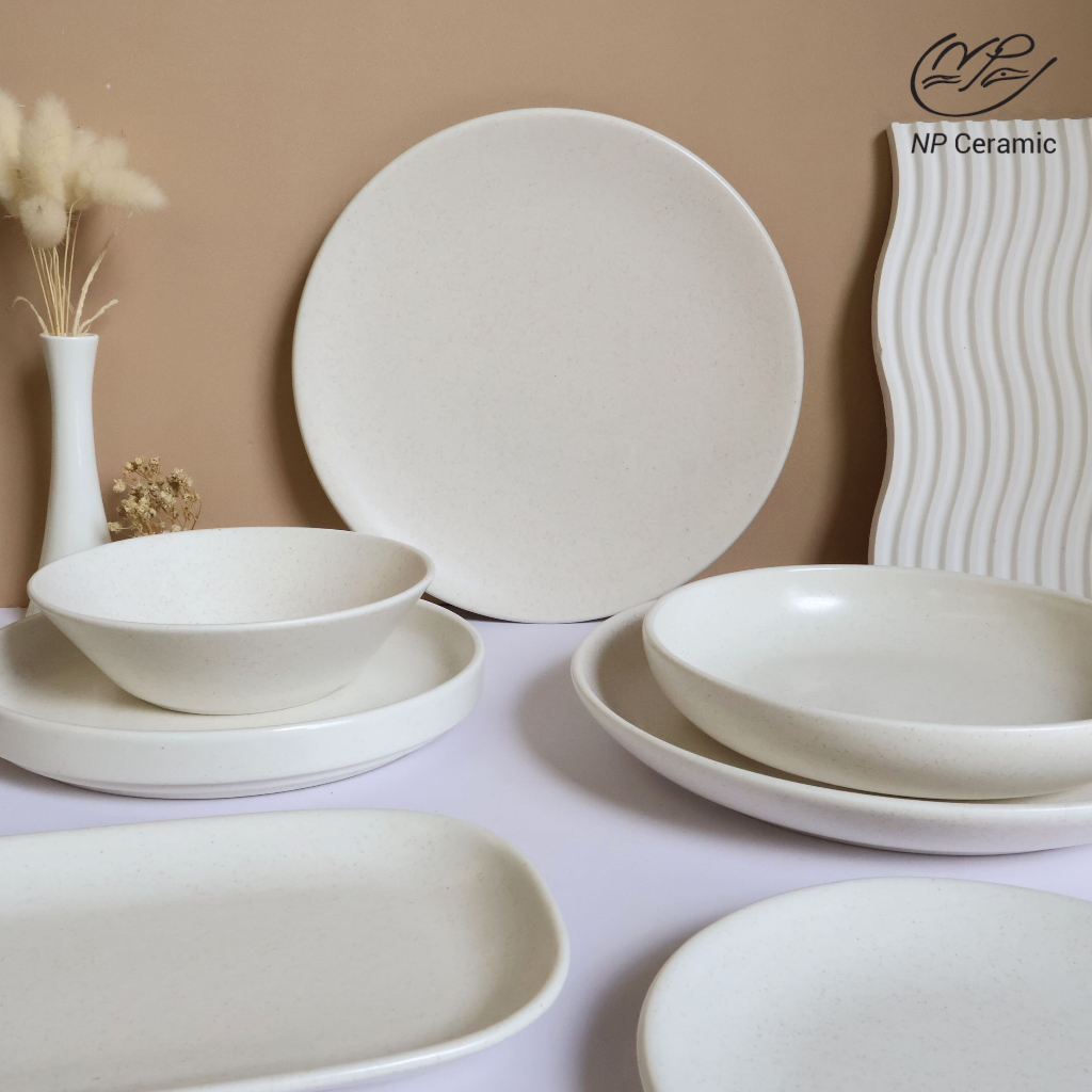 [ลดสูงสุด 80%] NP Ceramic จานเซรามิค จานชามสีขาวแมท สวยหรูดูแพง จัดโต๊ะมื้ออาหารสุดพิเศษ