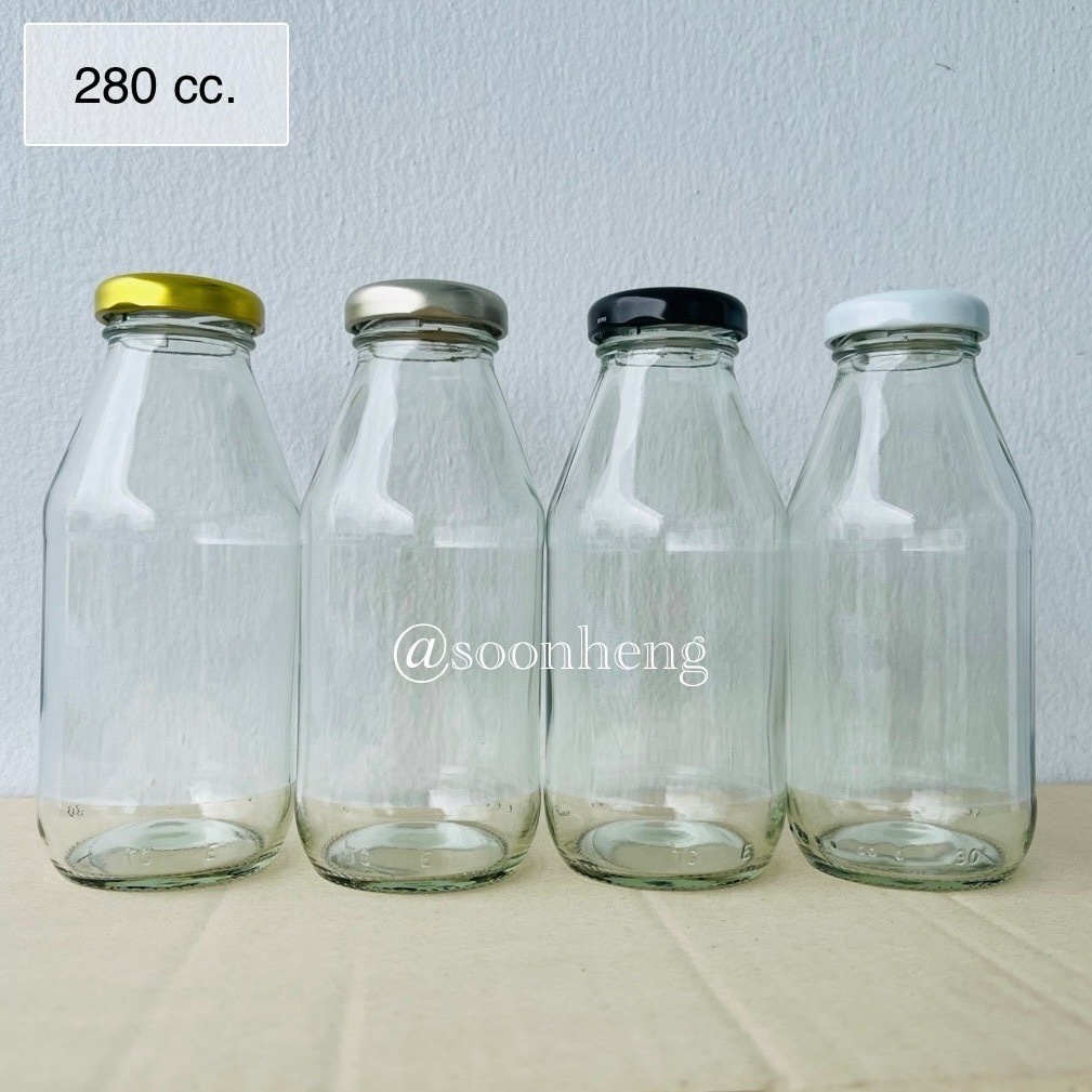 [TG-381] ขวดแก้ว 280 ml ปากกว้าง พร้อมฝา 38 มม.