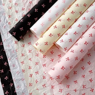 (แพค 10 แผ่น) กระดาษห่อช่อดอกไม้ลายโบว์ ขนาด 50*70 cm