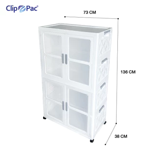 ตู้เก็บของ 1-5 ชั้น ใบใหญ่ ตู้เก็บของพับได้ แบรนด์ Clip Pac กล่องเก็บของพับได้ มีล้อ ฝาเปิด-ปิดแบบแม่เหล็ก