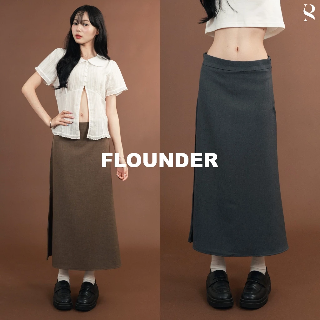 Flounder_SP031 กระโปรงทรงหางปลาหรือหางกระดิ่ง ผ้าโซดา พริ้วเบา ใส่สบาย ยับยากรีดง่าย