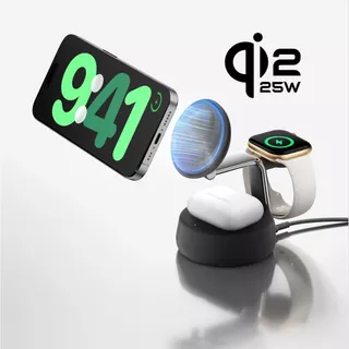 Belkin WIZ040 แท่นชาร์จไร้สาย 3-in-1 Qi2 25W ChillBoost สำหรับ iPhone Apple Watch AirPods พร้อมหัวชาร์จ 45W