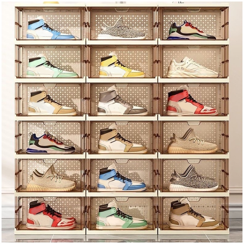 【Big tree】กล่องใส่รองเท้า พับได้ แบบไม่ต้องติดตั้ง กันฝุ่นและกันน้ำ แข็งแรง วางรองเท้าได้หลายคู้ แบบใส - รูปที่ 3