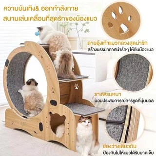 ลู่วิ่งสำหรับแมว ลู่วิ่งไม้สำหรับสัตว์เลี้ยง ลู่วิ่งสำหรับสัตว์เลี้ยง พร้อมที่นอนแมว ปีนป่ายได้