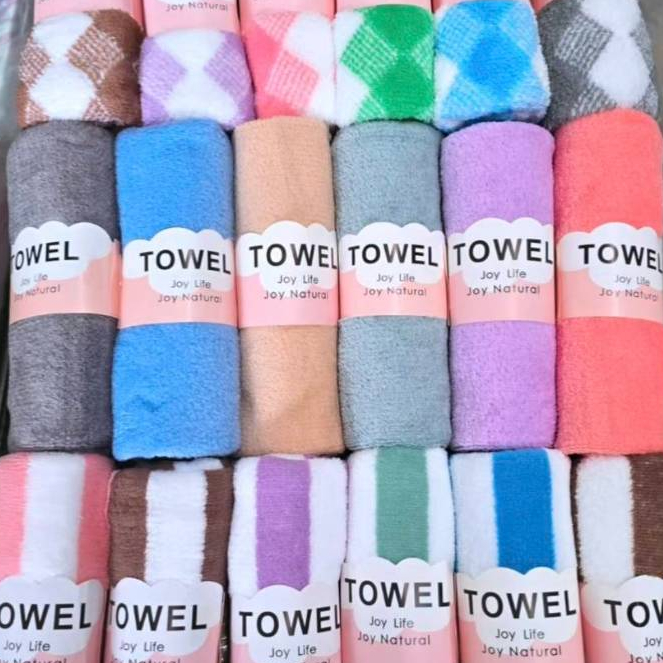 พร้อมส่ง ผ้าเช็ดผม ผ้าเช็ดหน้าขนาด35X75 ยกแพ็ค6ผืน ผ้านิ่ม ซับน้ำดี