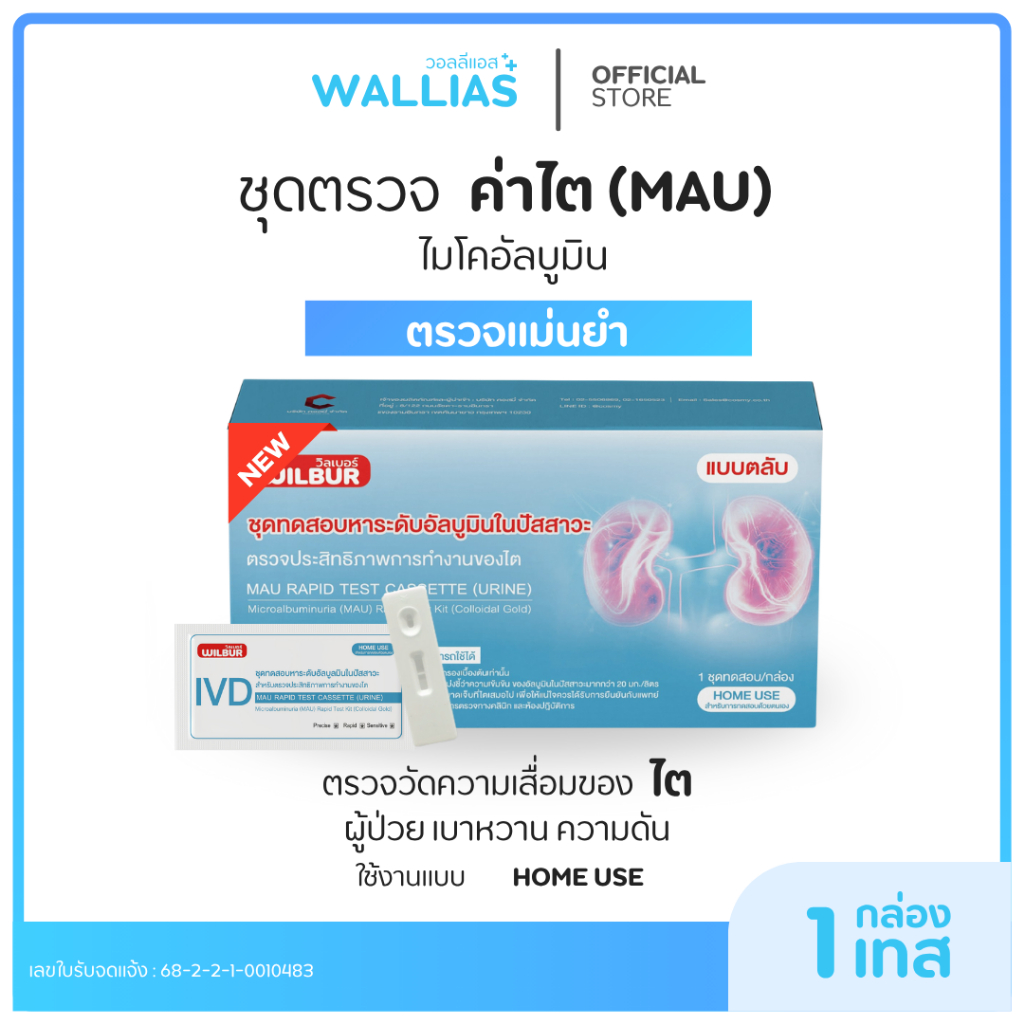 【ชุดตรวจวัดค่าไต】ชุดตรวจไมโครอัลบูมิน (MAU) Wilbur ตรวจเบื้องต้นของอาการเป็นเบาหวาน ตรวจปัสสาวะ สะดวก ตรวจได้มาตรฐาน