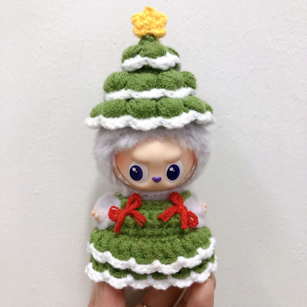 ชุดถักไหมพรม labubu V4 ชุด labubu a-z ชุดลาบูบู้จิ๋ว ต้นคริสต์มาส