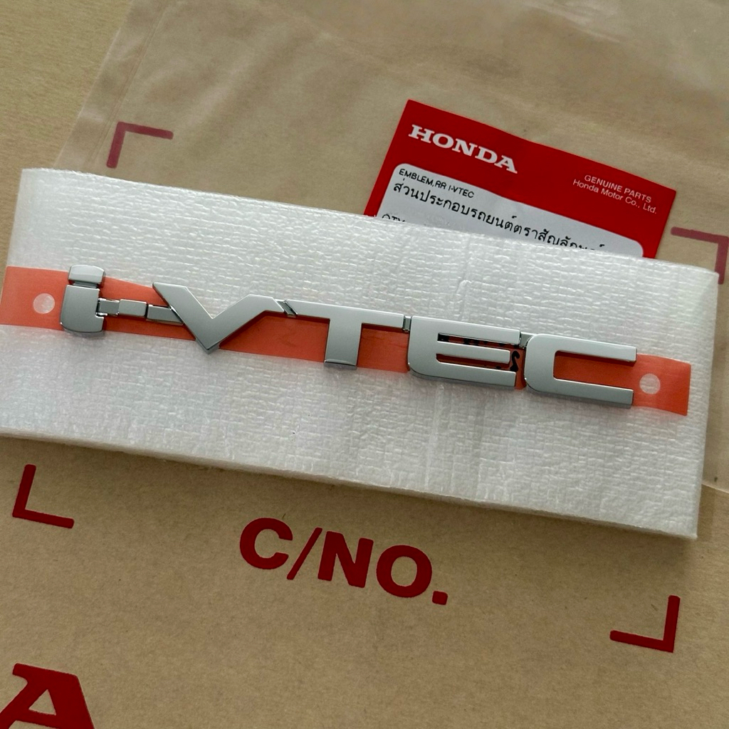 แท้ศูนย์ 💯% โลโก้ i-VTEC สีโครเมี่ยม Jazz GE 2008-2013 ขนาด 13.2x1.6cm (AMM-75725-SNL-T01)
