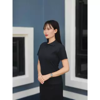 เสื้อโปโล(ดำล้วน) ปักพิมพ์ลายHD ตรากระทรวงศึกษาธิการ (ศธ.) ผ้าจูติไมโคร มีไซส์ให้เลือกชายหญิง