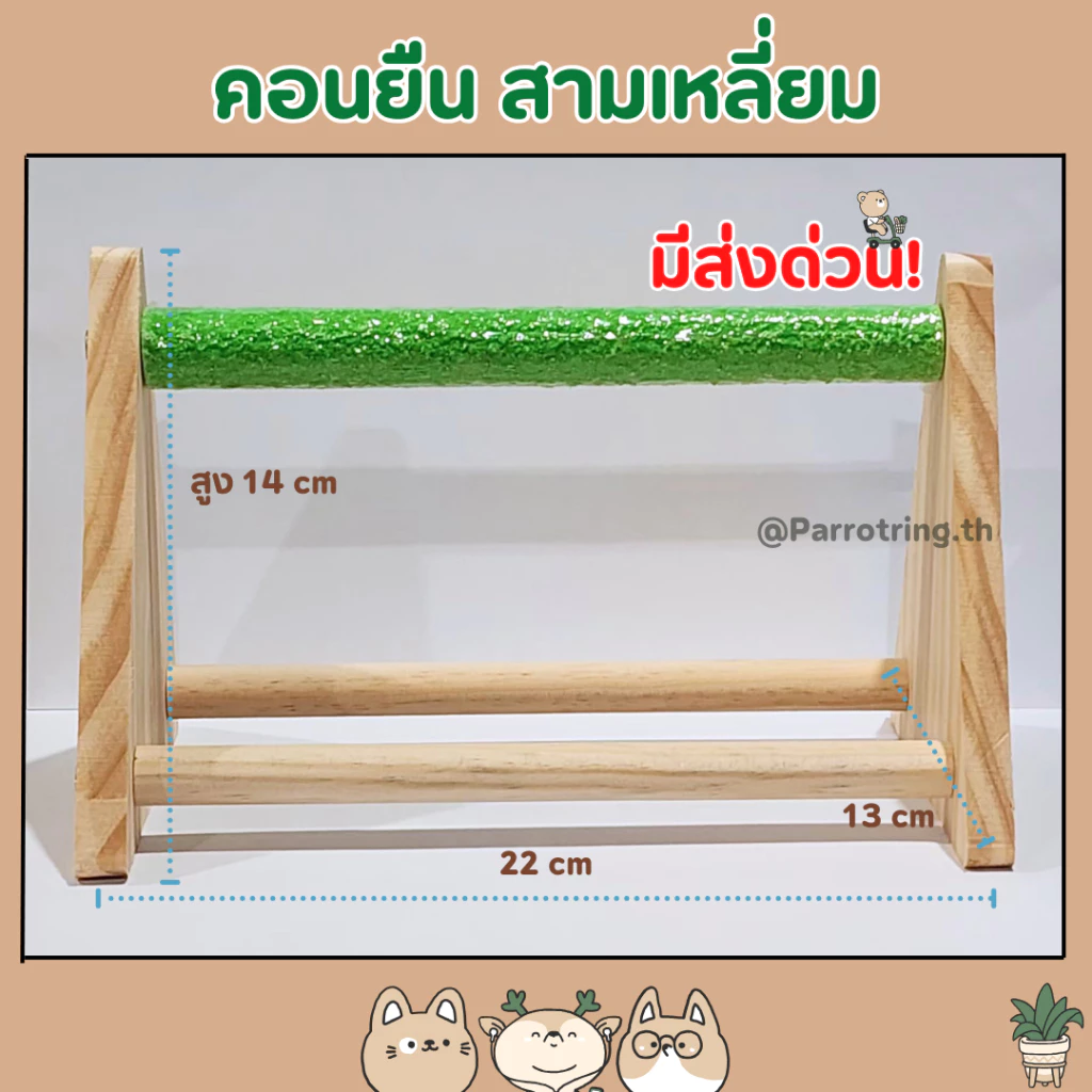 คอนยืนลับเล็บนกแก้ว คอนยืนสามเหลี่ยม คละสี