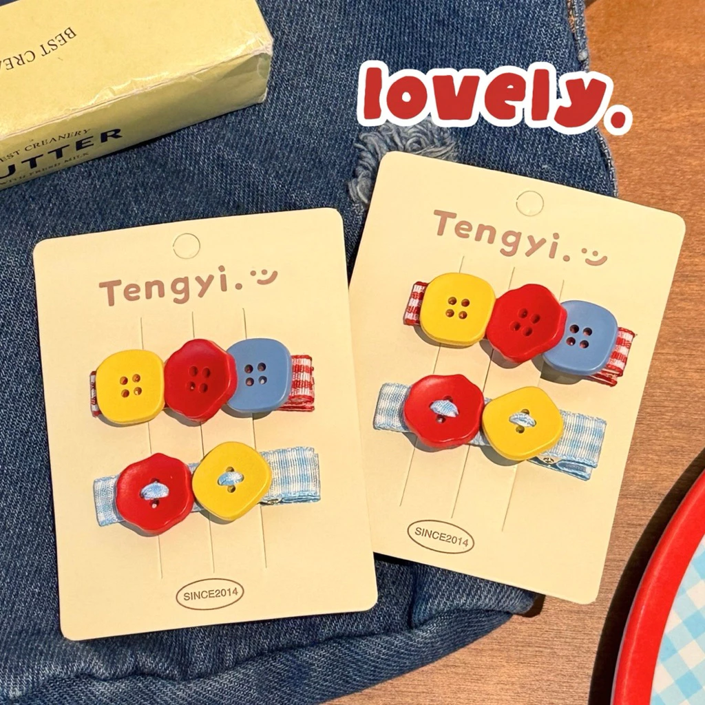 Cute 425 กิ๊บติดผม กิ๊บหนีบผมกระดุมสีสดใส 2 ชิ้น/แพ็ค
