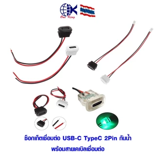 ซ็อกเก็ตเชื่อมต่อ แบบแบน USB-C TypeC 2Pin กันน้ำพร้อมสายเคเบิลเชื่อมต่อ