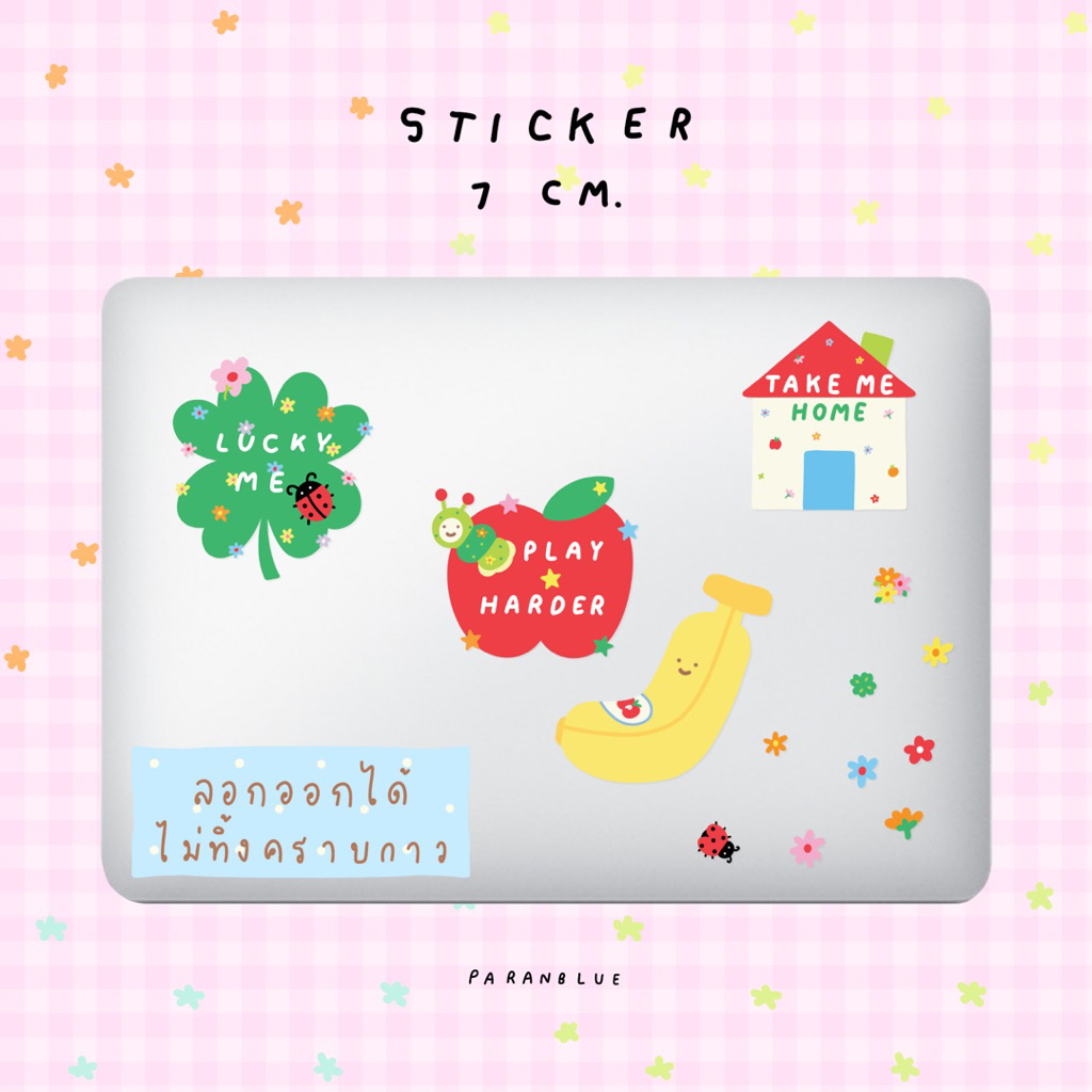 สติ๊กเกอร์แปะ โน๊ตบุ๊ค แมคบุ๊ค ไอแพด อื่น ๆ sticker 7 cm. for laptop macbook ipad 🍌🍎🍀
