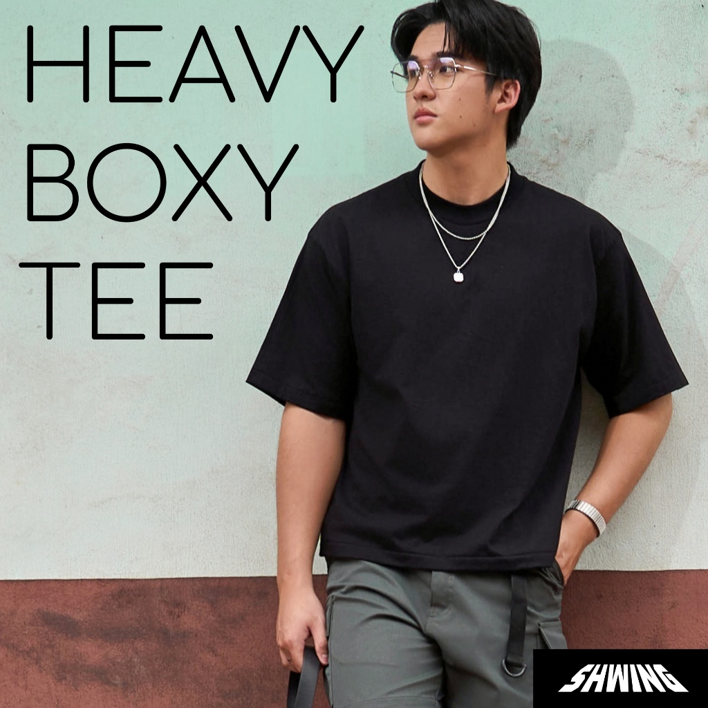 SHWING เสื้อยืดบ็อกซี่ โอเวอร์ไซส์ ครอป HEAVY BOXY TEE ผ้า Cotton Combed 100% เบอร์ 20