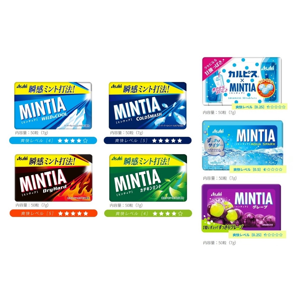 【Bundle Deal】Asahi MINTIA Sugarless Mint Candy 50 tablets (Multiple flavours)【Direct from Japan】