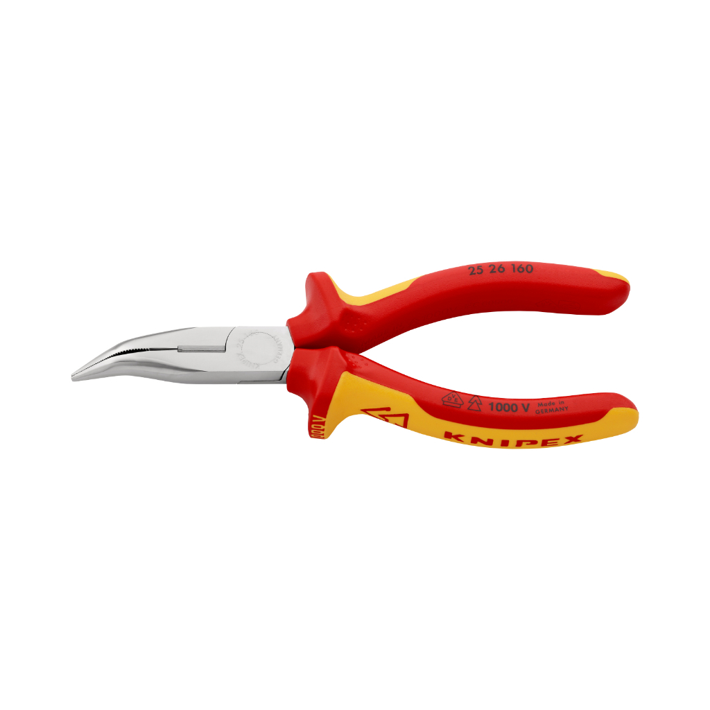 KNIPEX Snipe Nose Side Cutting Pliers VDE 160 mm คีมปากแหลมปลายงอ VDE 160 มม. รุ่น 2526160