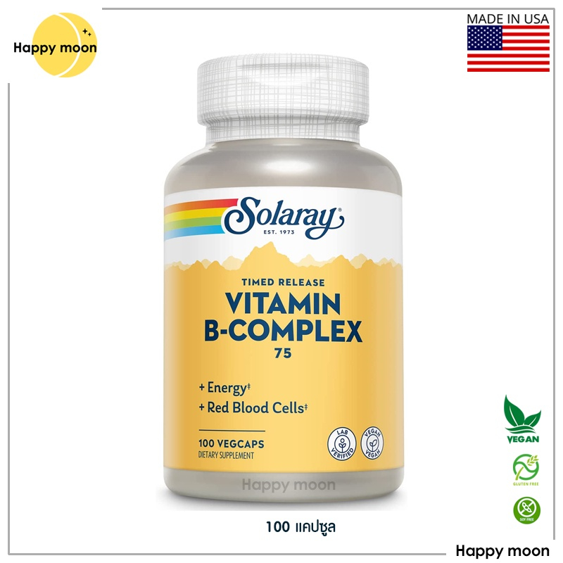 Solaray, B-Complex 75, Timed-Release, 100 VegCaps, วิตามินบีรวม