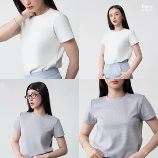 (ไม่ผลิตเพิ่ม)เสื้อคอกลมผู้หญิงทรงตรง ผ้าคอตตอน หนานุ่ม ใส่สบาย แมทช์ง่าย ทุกวัน (S-2XL) BEMYCHIC Essential Top
