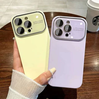 case เคสนิ่ม เคสกำมะหยี่ สีพื้นพร้อมเลนส์กระจก สีพาสเทล for iphone17、pro、max 16、pro、max 15、pro、max 14、pro、max 13 12 11