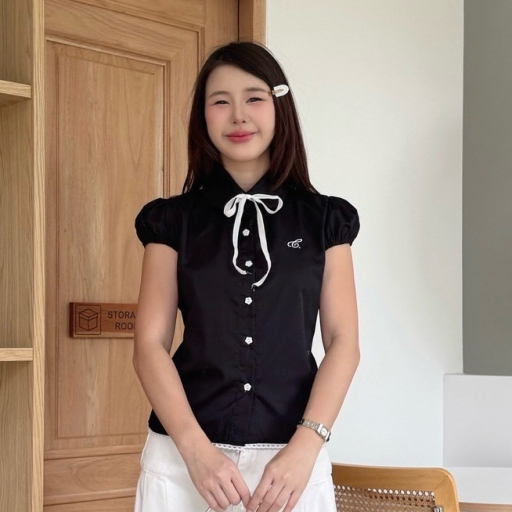 Cookies bear เสื้อเชิ้ตแขนตุ๊กตา ทรงเข้ารูป