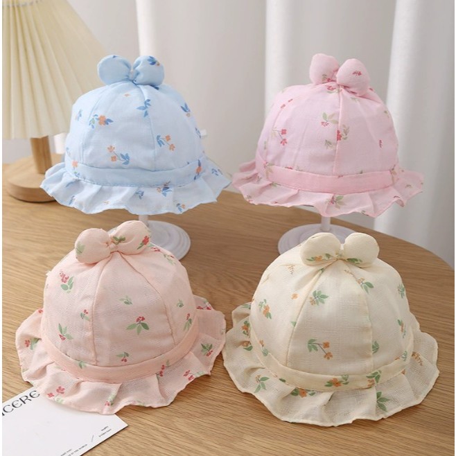 พร้อมส่ง! หมวกเด็กอ่อน หมวกเด็ก (0-6เดือน)  ผ้านิ่ม ลายดอกไม้หลากสี