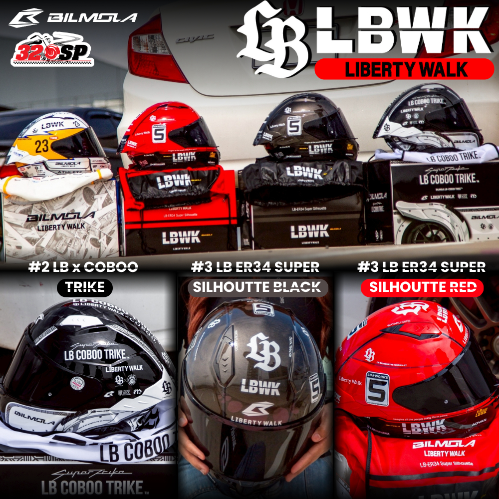 ล๊อตใหม่ แถมชิลด์ดำ !!หมวกกันน็อค BILMOLA NEX-R x LIBERTY WALK | Limited Edition ส่งไว!! 320sp