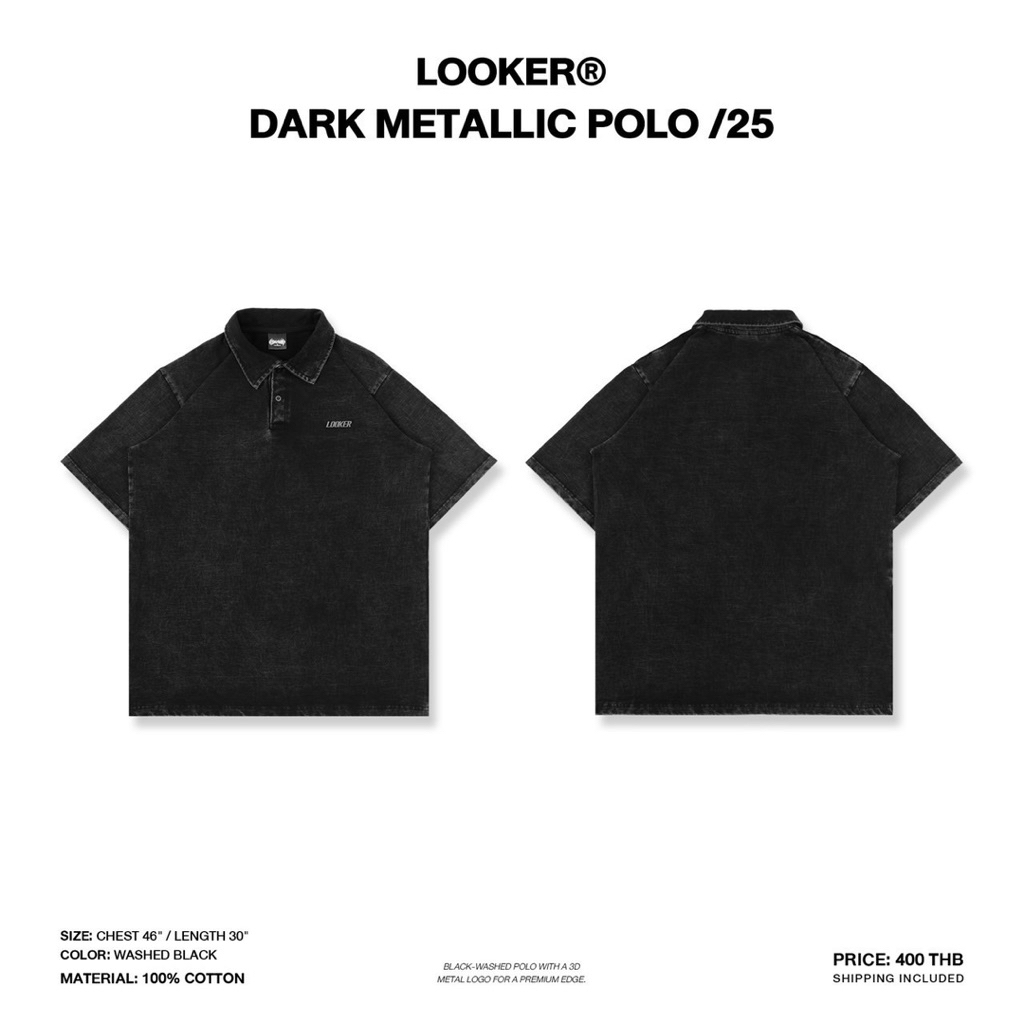 เสื้อโปโลแขนสั้นผ้าฟอก LOOKER® — DARK METALLIC POLO /25