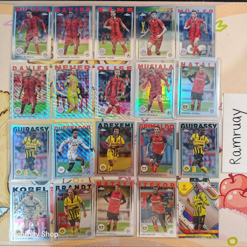 Topps การ์ดนักเตะ UEFA 2024 Bundesliga Bayern Munich Dortmund Leverkusen ของแท้ การ์ดบอลสะสม