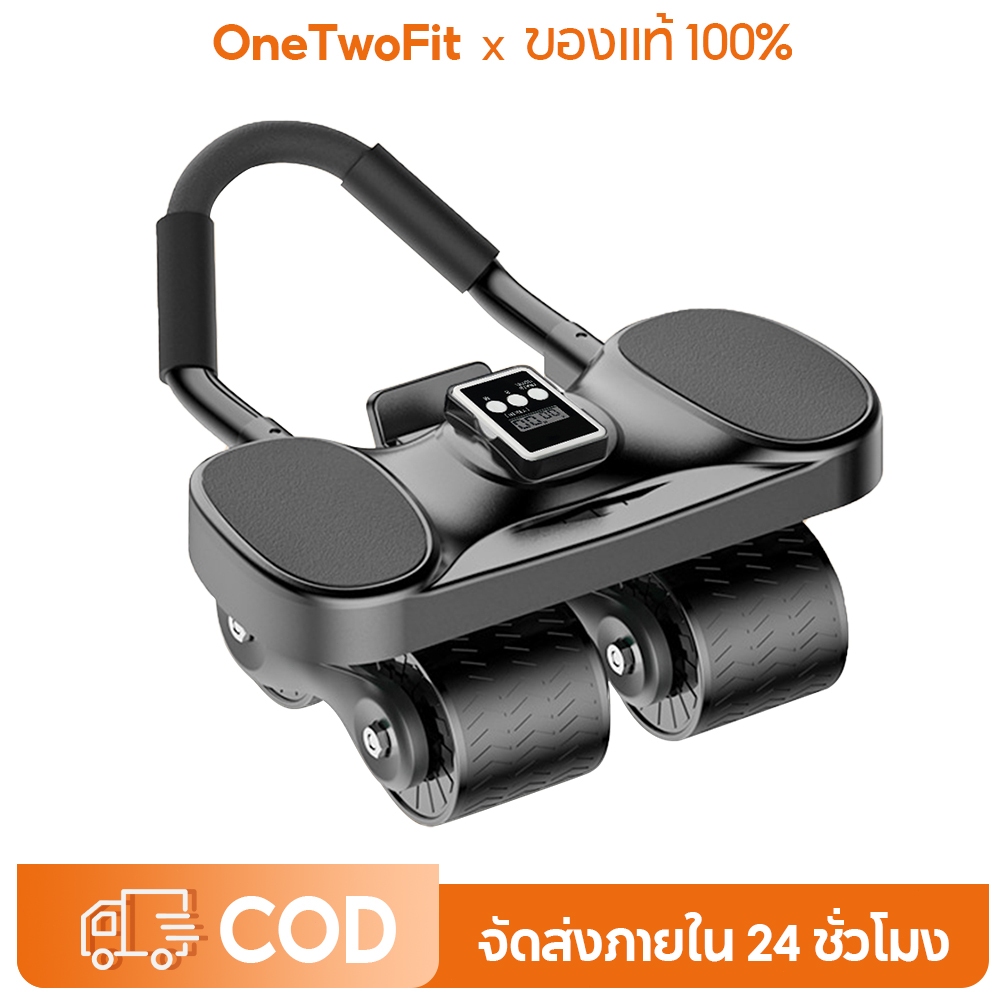 OneTwoFit ลูกกลิ้งบริหารหน้าท้อง 4ล้อ  ลูกกลิ้งออกกำลังกาย ลดหน้าท้อง เด้งกลับอัตโนมัติ 200KG