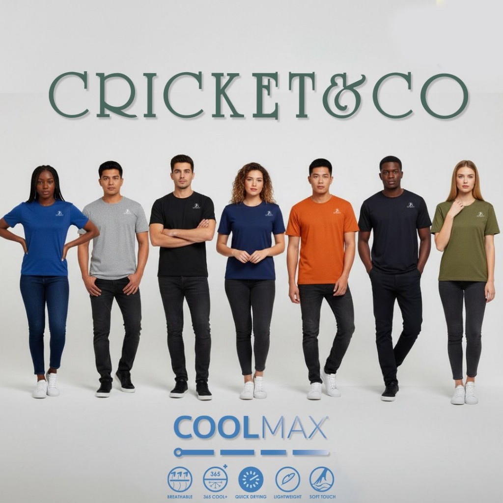 Cricket&Co เสื้อผ้าผู้ชาย T-Shirt เสื้อยืดสำหรับผู้ชายรุ่น CoolMax มี 7 สี