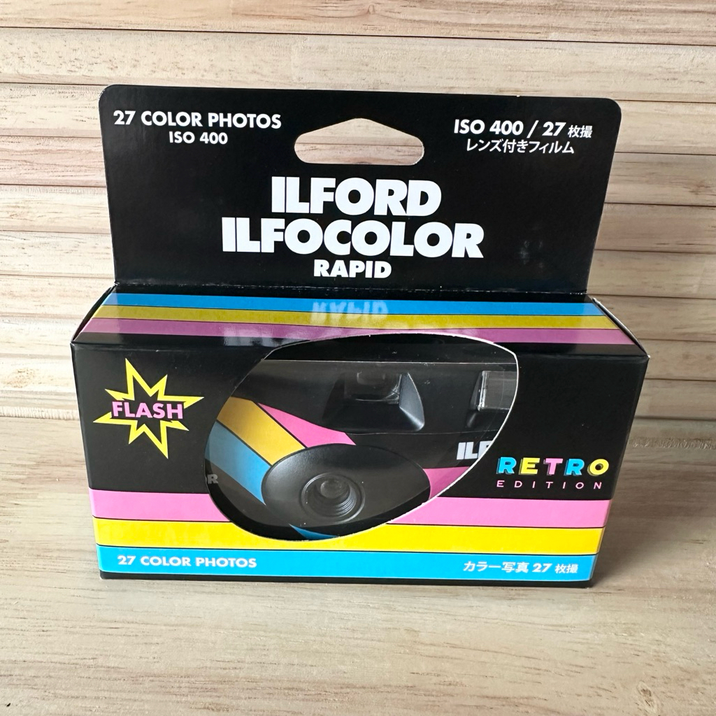 พร้อมส่ง - กล้องใช้แล้วทิ้ง Ilford ILFOCOLOR กล้องฟิล์ม สไตล์อังกฤษ 27 รูป iso 400 แฟลตในตัว