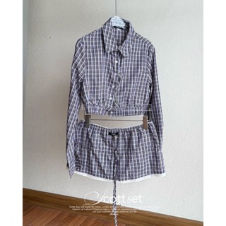 ICEBLINK l Scott set ชุดเซต เสื้อเชิ๊ตกระโปรงลายสก็อต