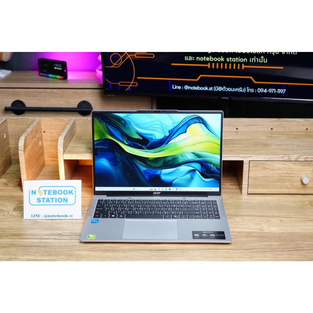 Acer Aspire Lite 16 i3-1305U Ram8 SSD512 จอ16 FHD+ สเปคทำงานรุ่นใหม่ จอใหญ่ภาพสวย มีแป้นตัวเลขแยก พร