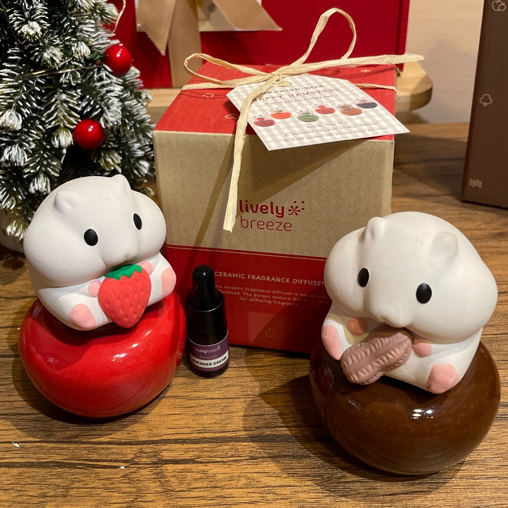 LIVELY BREEZE เครื่องหอมเซรามิกรูปแฮมสเตอร์ HAPPY HAMSTERS CERAMIC FRAGRANCE DIFFUSER