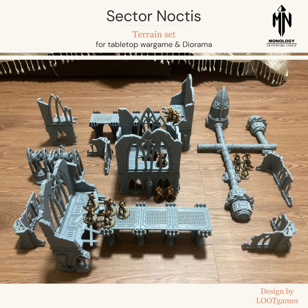 Sector Noctis terrain set for Wargame, Warhammer 40k, Kill team, Diorama, etc.