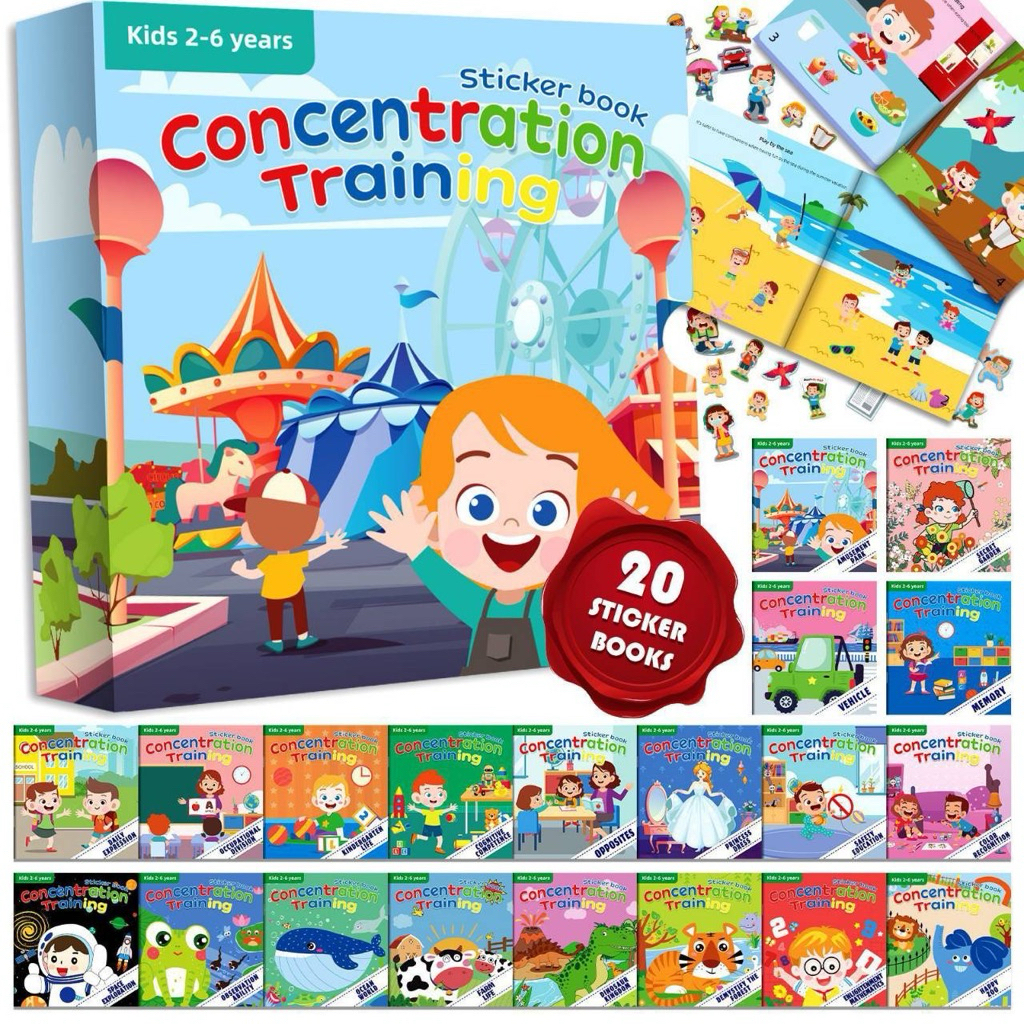 หนังสืออ่านภาษาอังกฤษเสริมความรู้ หนังสือสติ๊กเกอร์ติดสนุก full brain development sticker concentration training sticker ราคา ถูกที่สุด ดีลบีเคเค รูปภาพหลัก