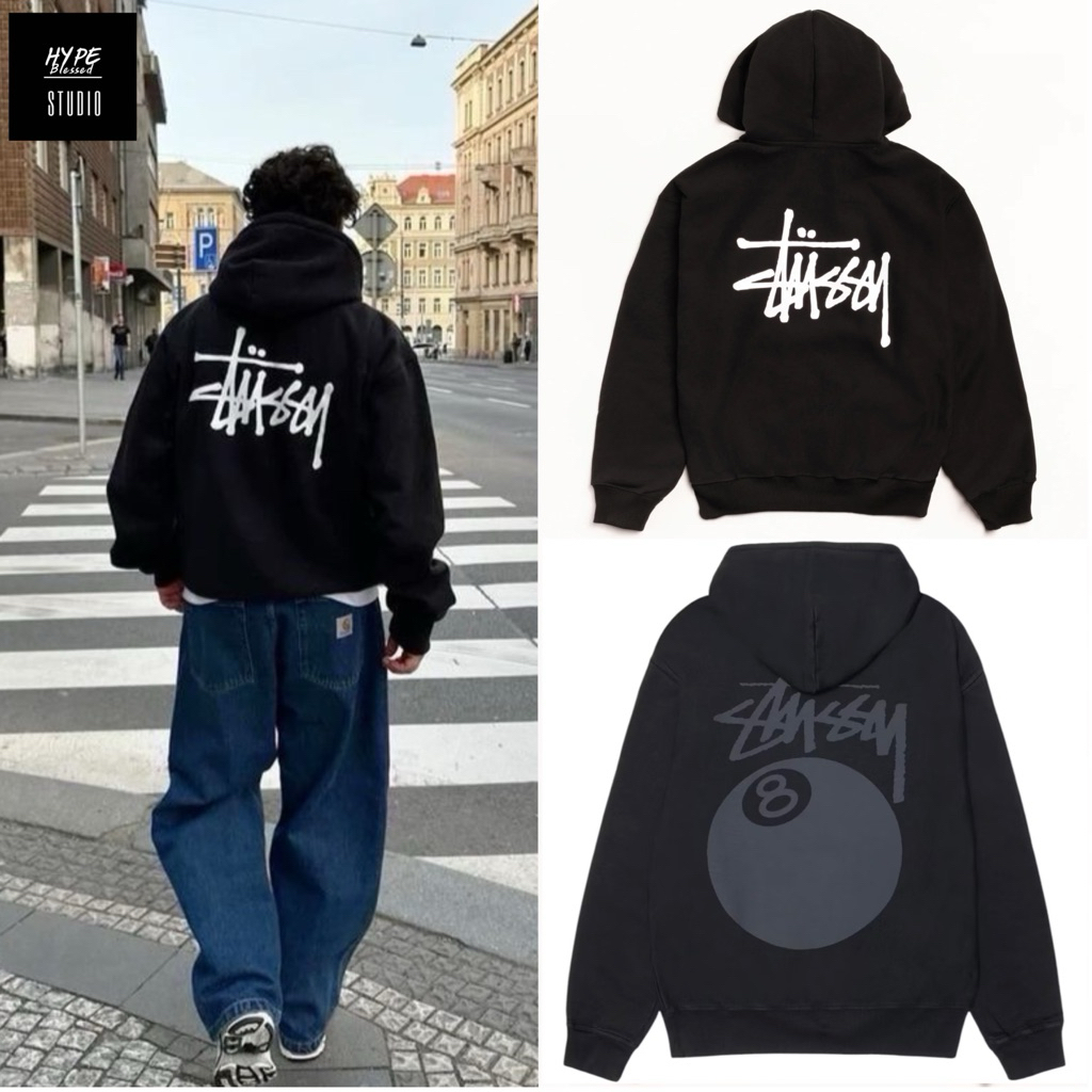 พร้อมส่ง ของแท้ 100% STUSSY BASIC HOODIE BLACK  (US🇺🇸)