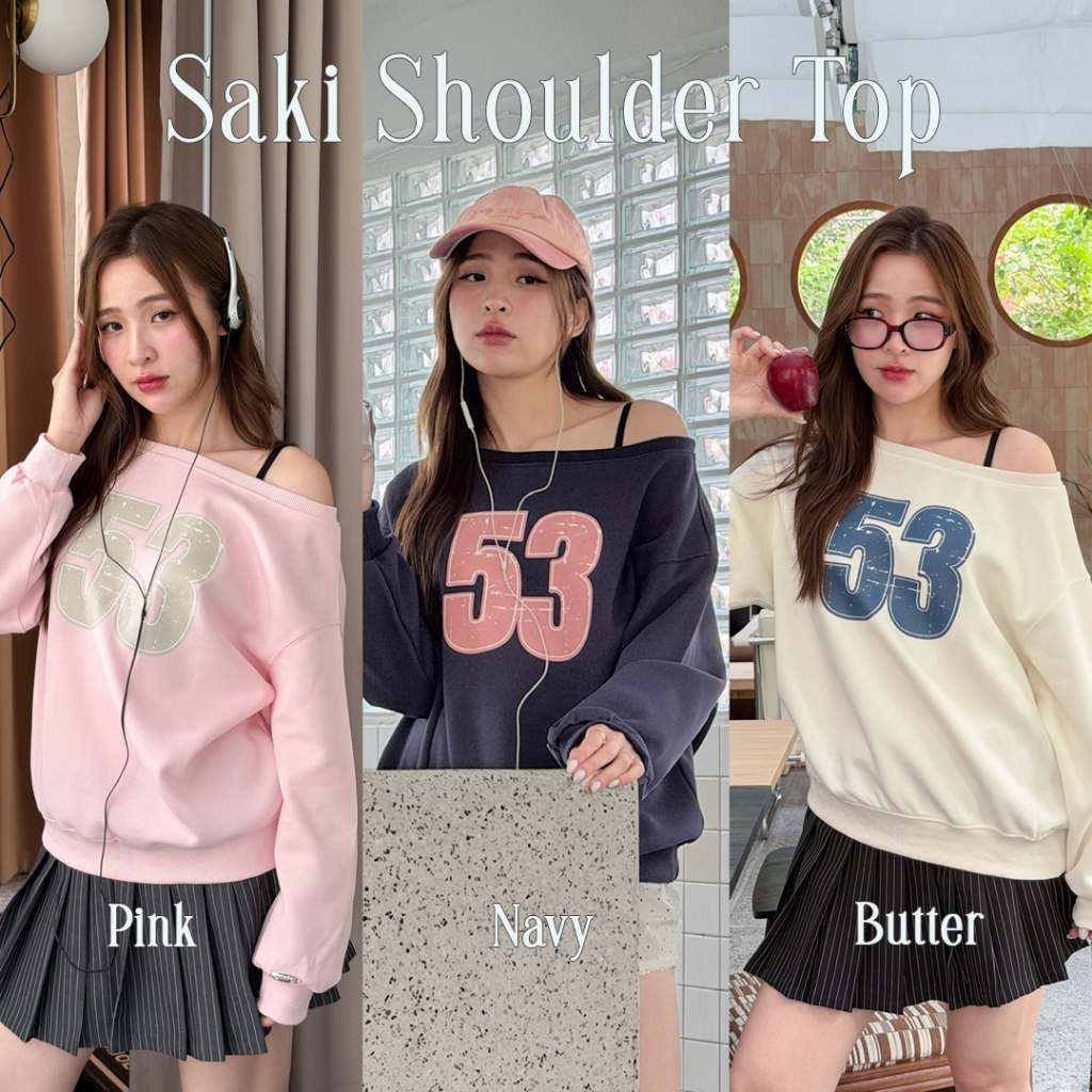 Choosedress A7163 Saki Shoulder Top เสื้อสเวตเตอร์แขนยาว เสื้อปาดไหล่