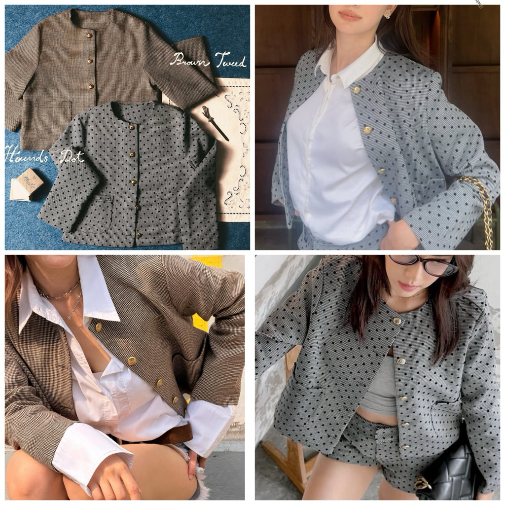 รับหิ้ว New in pack❤Jacketรุ่นใหม่ ลายจุดและบราวน์ทวีต Rally Movement S M