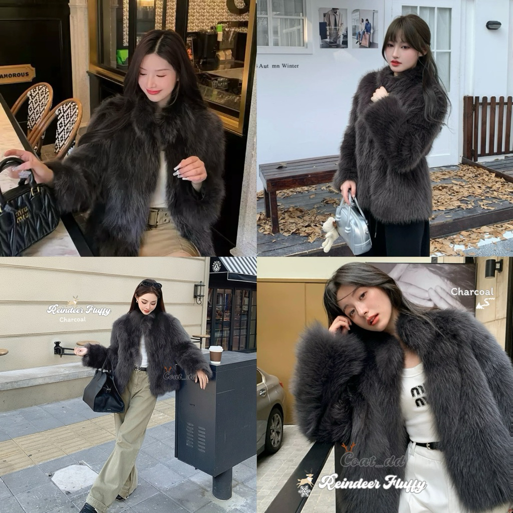 DD(no.88)🎄🦌 ✨Reindeer fluffy jacket 🦌🌨️ แจ็คเก็ตเฟอร์ขนนุ่มน่ากอด feel like กวางน้อยใน winter wonderland 💫 - รูปที่ 5